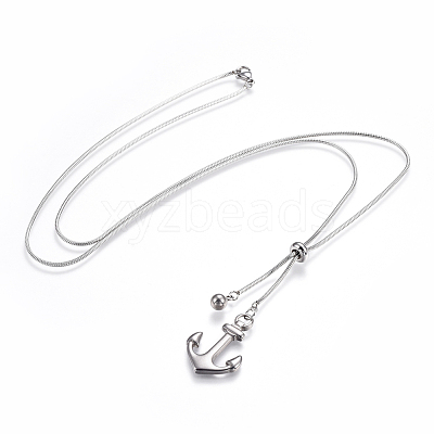 Non-Tarnish Adjustable 304 Stainless Steel Lariat Necklaces NJEW-F252-A05-1