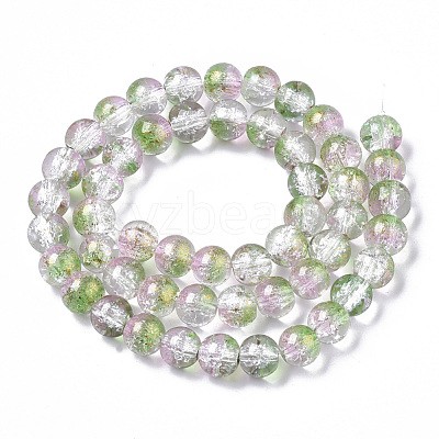 Transparent Spray Painted Crackle Glass Bead Strands GLAA-N035-03C-A01-1