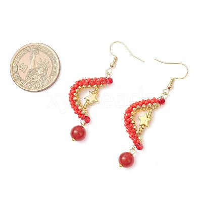 Natural Carnelian Dangle Earrings EJEW-MZ00544-04-1