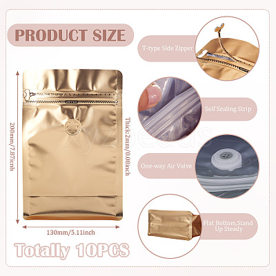 10Pcs BOPP and Aluminized PET and PE Resealable Coffee Zipper Bags with Valve ABAG-TA0001-93D-1