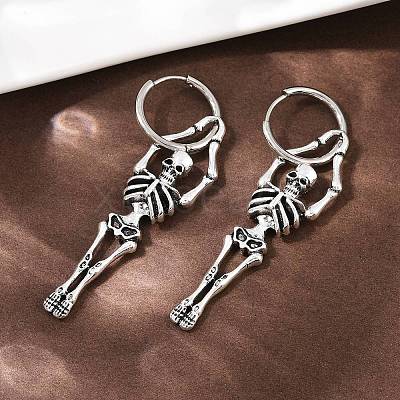 Alloy Skeleton Hoop Earrings LS-EJEW-Z132-01AS-1