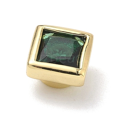 Square Brass Micro Pave Cubic Zirconia Cabochons KK-P345-13G-E-1
