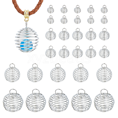 80Pcs 4 Styles Iron Bead Cage Pendants IFIN-HY0001-08-1