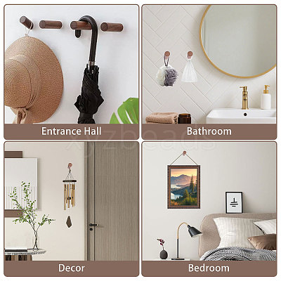 8Sets Column Wood Wall Hooks AJEW-GL0003-35A-1