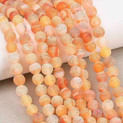 Frosted Natural Agate Beads Strands G-F367-8mm-03-1
