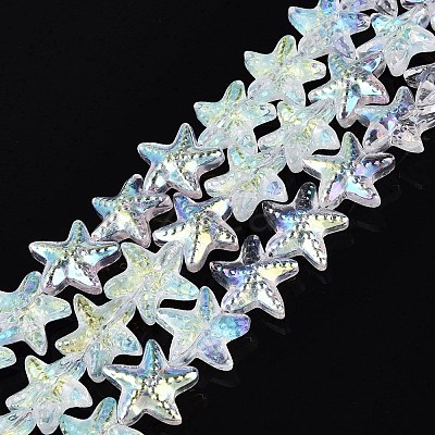Electroplate Transparent Glass Beads Strands EGLA-Q136-01A-01-1