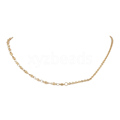 304 Stainless Steel Textured Cable Chain Ball Link Chain Necklaces for Women NJEW-JN05596-1