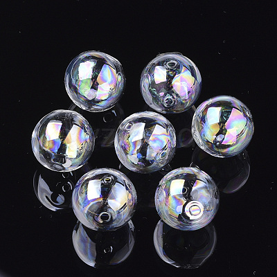 Handmade Blown Glass Globe Beads X-DH017J-1-16mm-AB-1