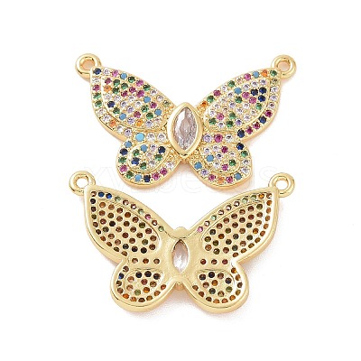 Brass Micro Pave Cubic Zirconia 2-Loop Pendants ZIRC-P106-48G-01-1