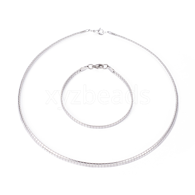 Tarnish Resistant 304 Stainless Steel Chain Necklaces & Bracelets Sets SJEW-E334-01B-P-1