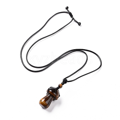 Natural Tiger Eye Mushroom Pendant Necklace NJEW-E065-01B-1