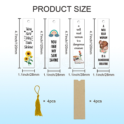 4 Sets Acrylic Bookmark Pendants for Teachers' Day DIY-GL0004-27A-1
