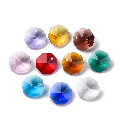 100Pcs 10 Colors Glass Pendants AJEW-H154-08D-1