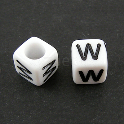 Letter Acrylic European Large Hole Beads X-OPDL-R050-10mm-W-1