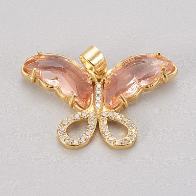 Brass Glass Pendants KK-P186-B-1