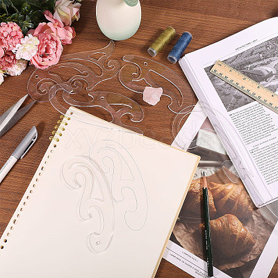 5Pcs 5 Styles Acrylic Drawing Template Measuring Ruler Set TOOL-WH0243-001-1