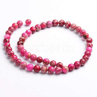 Dyed Natural Imperial Jasper Round Bead Strands G-M274-01-4mm-1