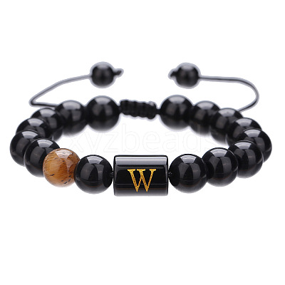 Adjustable Natural Tiger Eye and Glass Beaded Braided Bead Bracelets for Men Women FS-WGD7D76-23-1