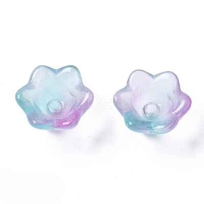 Transparent Two Tone Spray Painted Glass Beads GLAA-Q089-002B-002-1