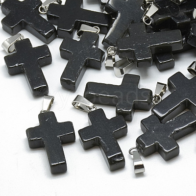 Dyed & Heated Natural Black Agate Pendants G-T080-07-1