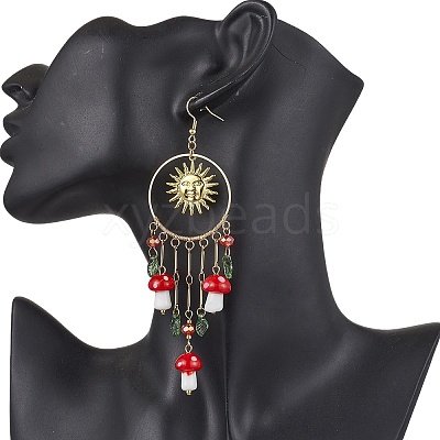 Golden 304 Stainless Steel Sun Chandelier Earrings EJEW-JE05674-02-1