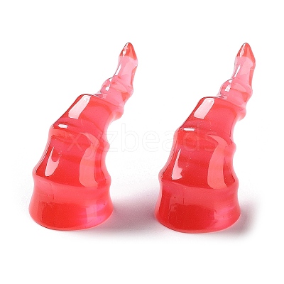Halloween 3D Devil Horns Transparent Resin Cabochons LS-RESI-F051-C03-1