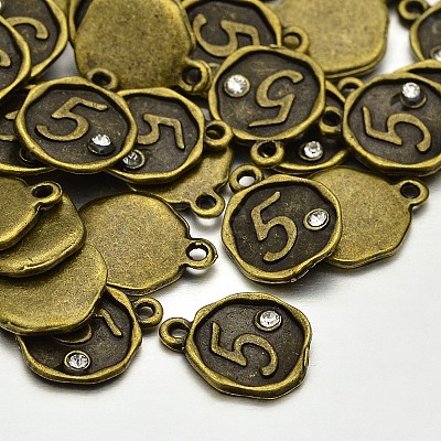 Antique Bronze Plated Alloy Rhinestone Charms ALRI-J153-05-NF-1