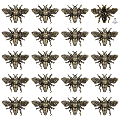 20Pcs Zinc Alloy Bees Decorative Rivets FIND-PH0062-14AB-1