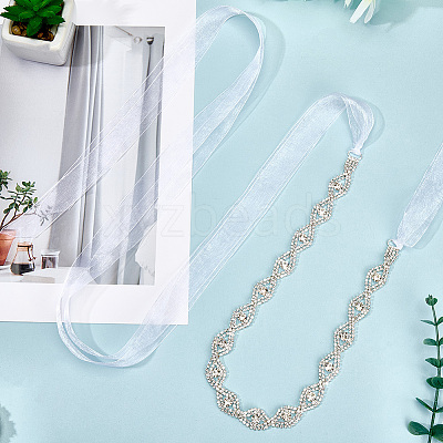 Metal Full Crystal Rhinestone Horse Eye Bridal Waist Belts for Wedding Dress AJEW-WH20080-65C-S-1