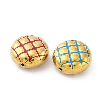 304 Stainless Steel Enamel Waffle Beads STAS-B085-01G-1