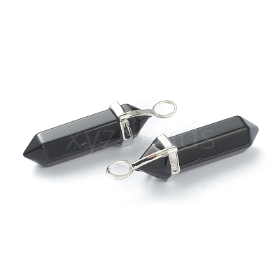 Natural Obsidian Pointed Pendants G-M378-01P-A17-1