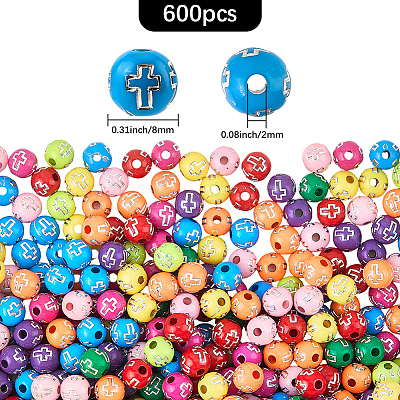600Pcs Plating Acrylic Beads PACR-PA0001-10B-1