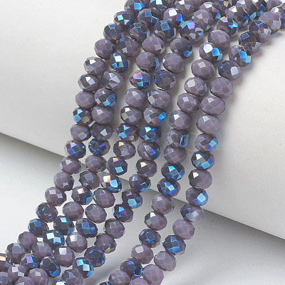 Electroplate Opaque Solid Color Glass Beads Strands EGLA-A034-P4mm-I17-1