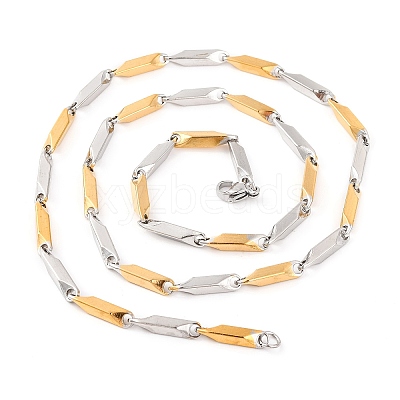 304 Stainless Steel Rectangle Link Chain Necklaces for Women LS-NJEW-G140-05GP-1