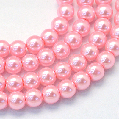 Baking Paint Pearlized Glass Pearl Round Bead Strands HY-Q003-4mm-53-1