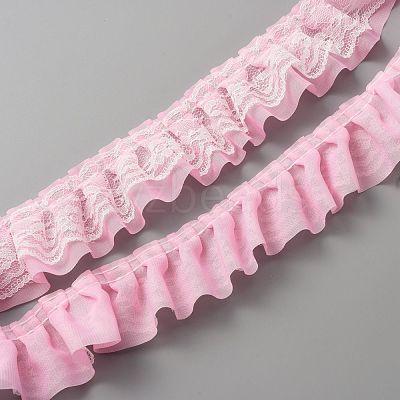 Double-Layer Pleated Polyester Chiffon Lace Trim OCOR-WH0047-19B-1