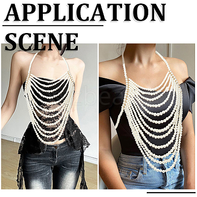 Plastic Imitation Pearl Round Beaded Shoulder Chains AJEW-WH20006-210-1