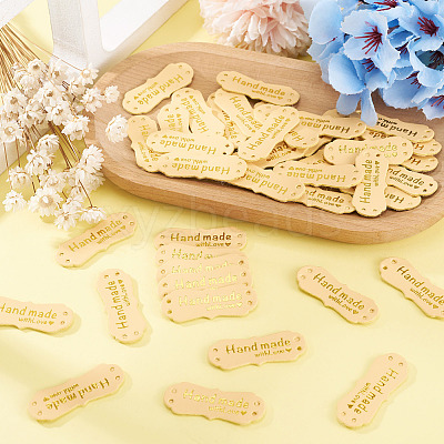 40Pcs PU Leather Craft Label Tags DIY-TADJ0001-22H-1