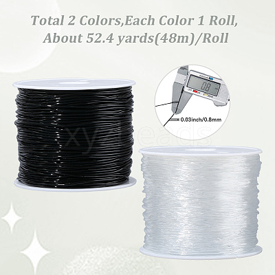 2Rolls 2 Colors Round Crystal Elastic Stretch Thread EW-PA0001-01B-1