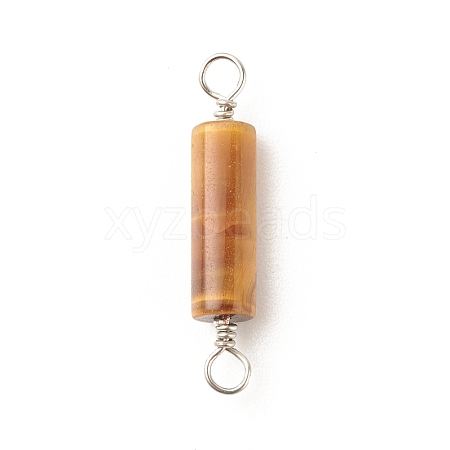 Natural Tiger Eye Connector Charms PALLOY-JF01564-03-1