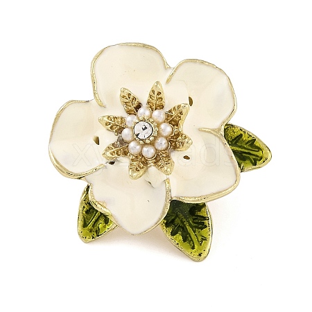 Alloy Crystal Rhinestone & Plastic Pearl Flower Brooch for Women JEWB-M045-02LG-1