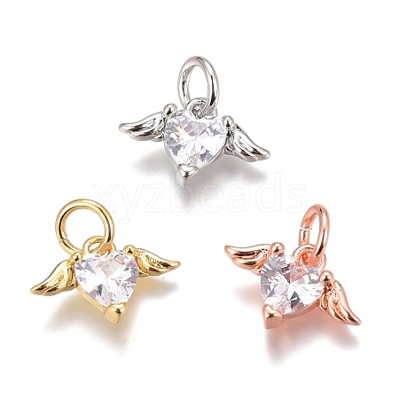 Brass Micro Pave Clear Cubic Zirconia Charms ZIRC-O035-26-1