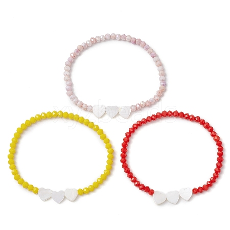 3Pcs 3 Styles Glass Beaded Stretch Bracelets Sets for Women BJEW-JB11168-1