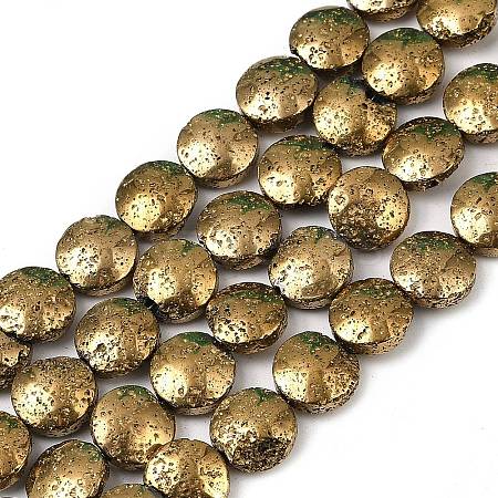 Electroplated Natural Lava Rock Beads Strands G-K388-01J-1