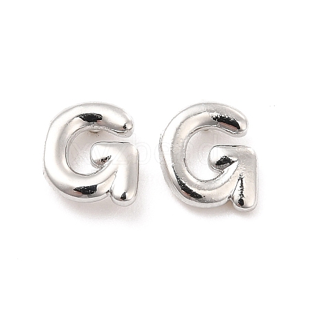 Brass Hollow Out Initial Letter Stud Earrings for Women EJEW-A044-01P-G-1