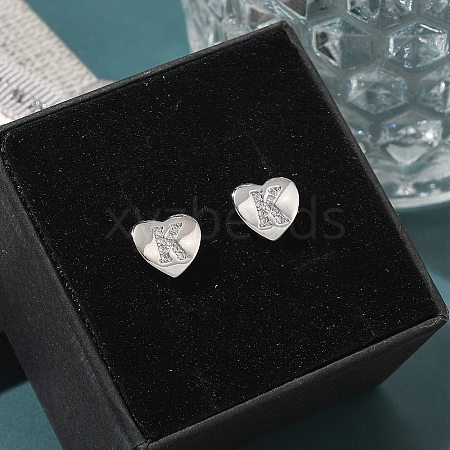 Rack Plating Brass Micro Pave Clear Cubic Zirconia Stud Earrings EJEW-K299-01P-K-1