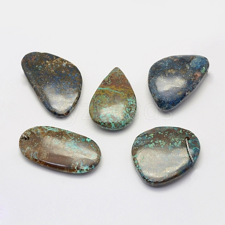 Natural Chrysocolla Pendants G-G694-A-02-1