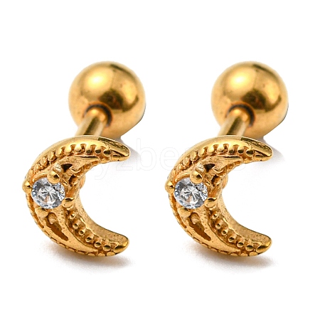 Ion Plating(IP) 304 Stainless Steel with Rhinestone Stud Earrings EJEW-Z034-19G-1