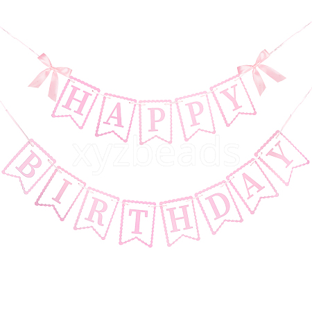 Word Happy Birthday Paper Card & Satin Bowknot Hanging Banners FEPA-WH0008-002-1