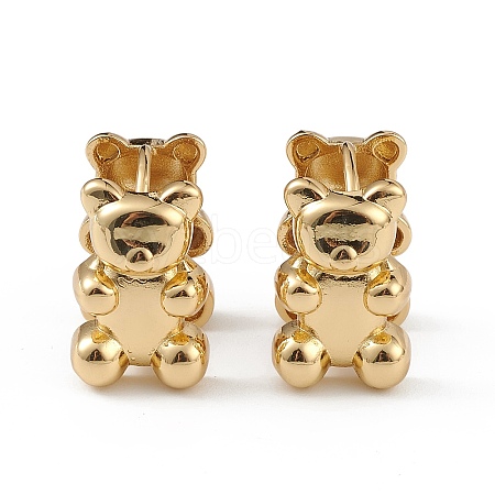 Brass Bear Hoop Earrings for Women EJEW-L234-082G-1